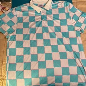 Chubbies Aqua and White Checkered Polo